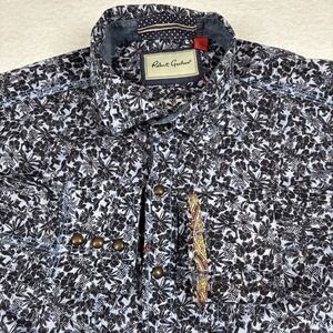 Robert Graham Mens XL Floral AOP Print Tailored Fit Snap Button Up Long Sleeve